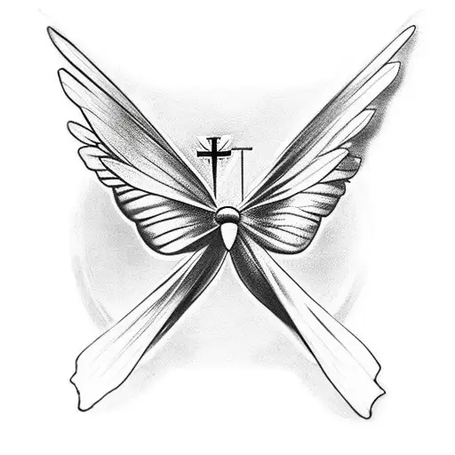 simple Butterfly with cross on his wings tattoo design idea