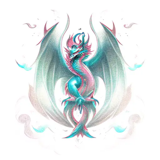 Anime-inspired design featuring a mythical creature like a dragon or phoenix tattoo design idea