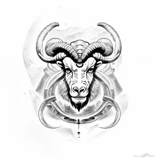 aries zodiac ram on fire tattoo design idea