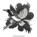 magpie flying tattoo design idea