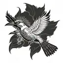 magpie flying tattoo design idea