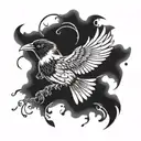magpie flying tattoo design idea