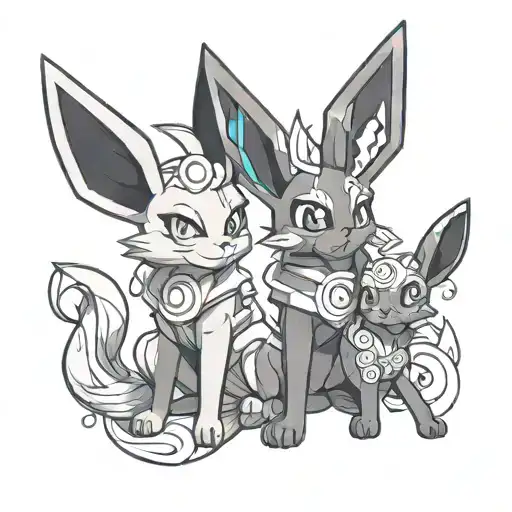 Umbreon and eevee tattoo design idea