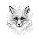 fox with spider lily tattoo design idea