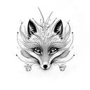 fox with spider lily tattoo design idea