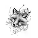 fox with spider lily tattoo design idea