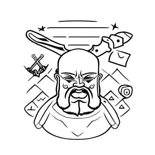 dwarf, axe, mug tattoo design idea