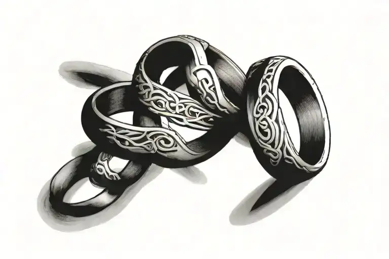wedding rings intertwined tattoo design idea
