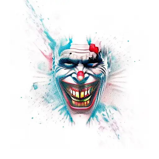 Joker evil maniac mouth grinning tattoo design idea