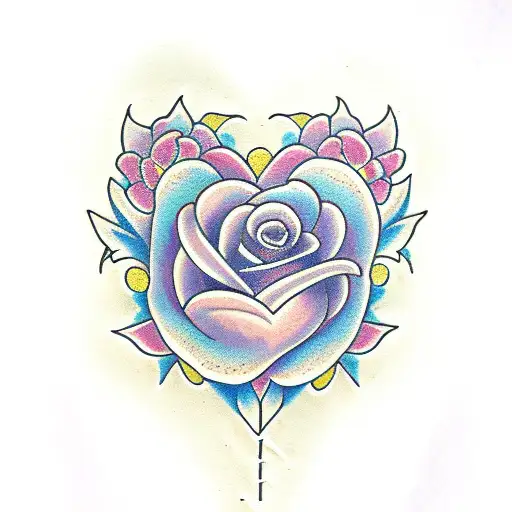 flower j heart from Two j letters tattoo design idea