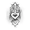 heart shape with double j letters  tattoo design idea