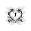 heart shape with double j letters  tattoo design idea