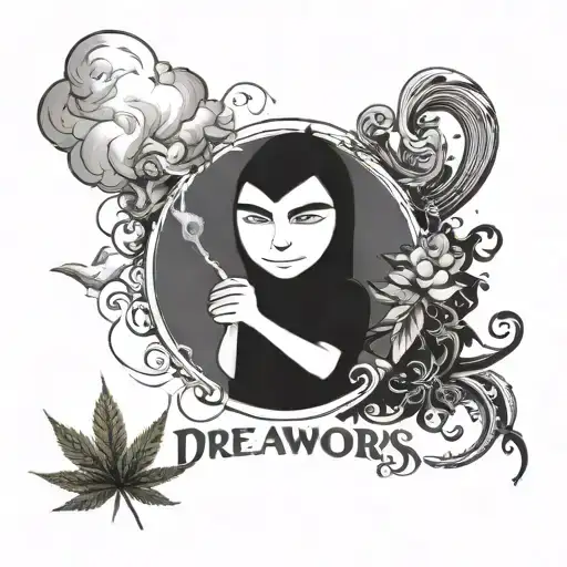 dreamworks logo, but the boy is smoking weed tattoo design idea