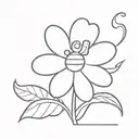 A minimalist design of a flower incorporated with a silhouette of Patrick from Spongebob Squarepants tattoo design idea