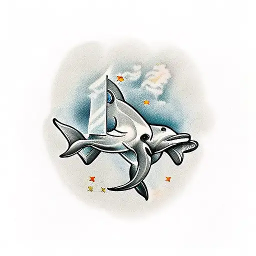 Guinness with dolphin and chess piece tattoo design idea