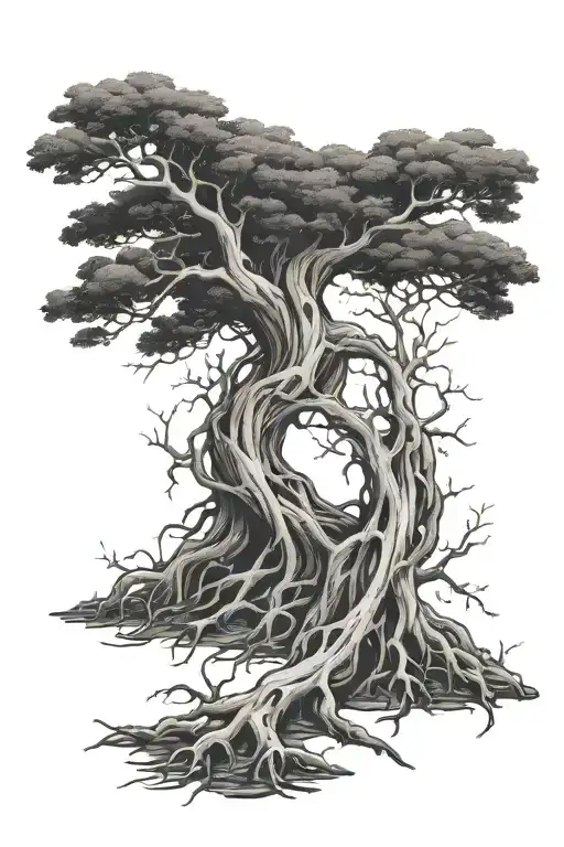familly tree roots tattoo design idea