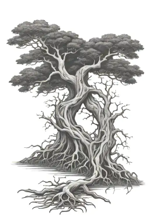 familly tree roots tattoo design idea