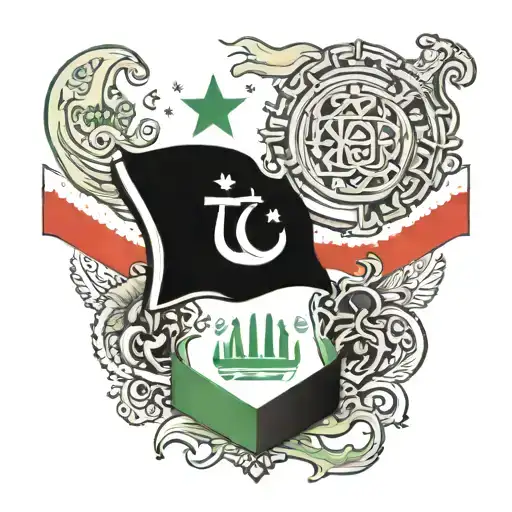 Iraq flag with historical symbols tattoo design idea