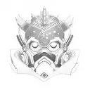 An Overwatch character dressed in traditional Japanese attire tattoo design idea