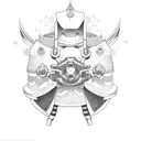 An Overwatch character dressed in traditional Japanese attire tattoo design idea