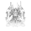 An Overwatch character dressed in traditional Japanese attire tattoo design idea