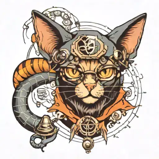 atom, cat, hacker with code tattoo design idea