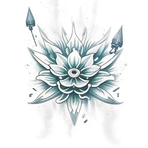 ancre marine entourée de fleur japonaise tattoo design idea