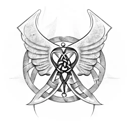 Celtic torque, Roman Stone, Egyptian Gold, Greek demon wings tattoo design idea