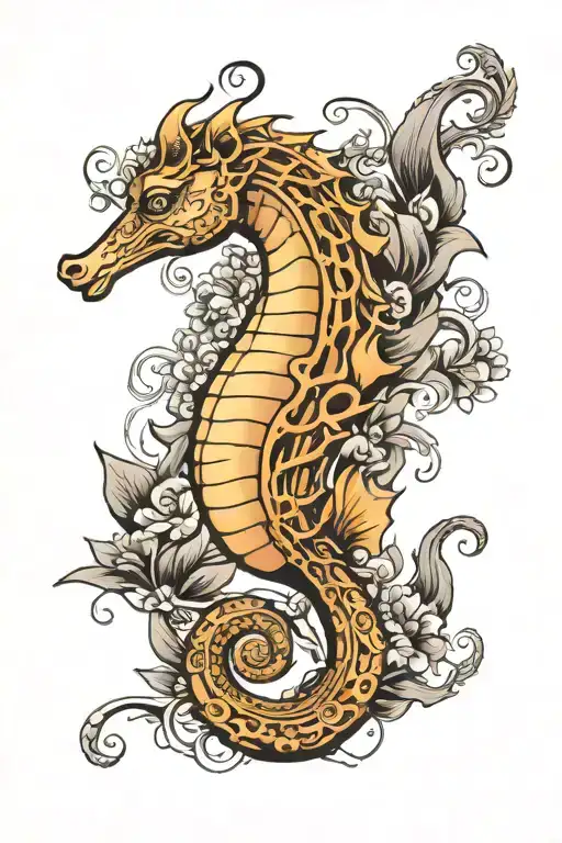 seahorse  tattoo design idea