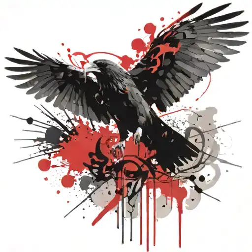 raven with outstretched wings tattoo design idea