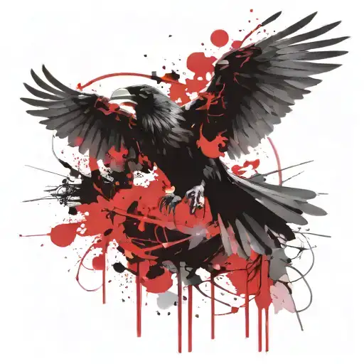 raven with outstretched wings tattoo design idea