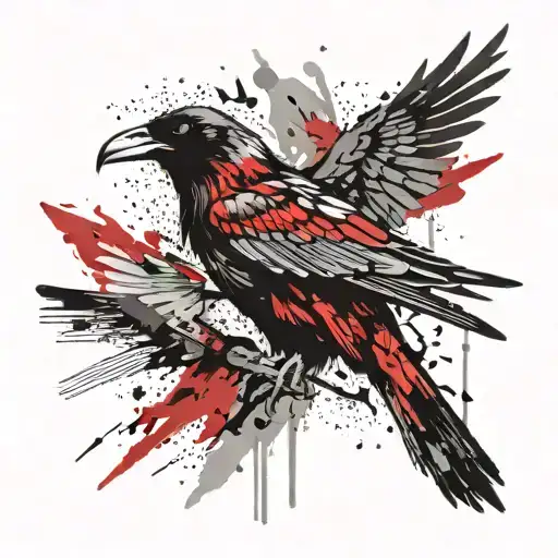 raven with outstretched wings tattoo design idea