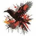 raven with outstretched wings tattoo design idea