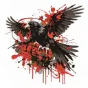 raven with outstretched wings tattoo design idea