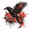 raven with outstretched wings tattoo design idea