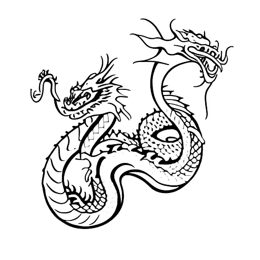 dragon-Snake biting the finger, minimalism. Dragon snake with legs tattoo design idea