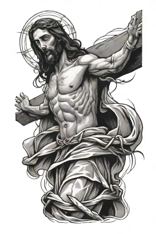 jesus and cross tattoo design idea