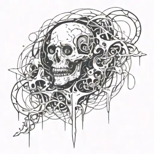 horror and abstract art tattoo design idea
