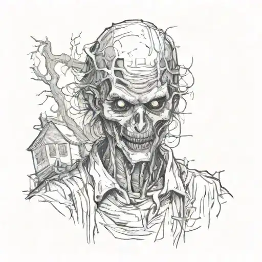 horror and drawing style tattoo design idea