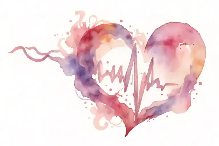 heart beat with heart  tattoo design idea