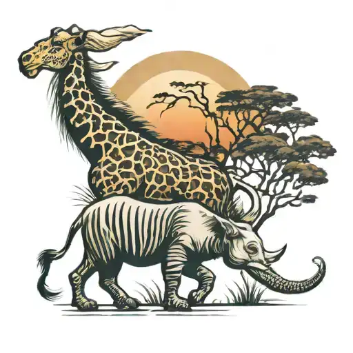 safari scene tattoo design idea