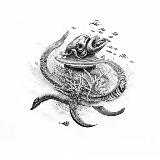 sleeve of marine life tattoo design idea