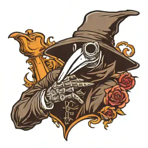 Plague Doctor with freddy kruegers glove tattoo design idea