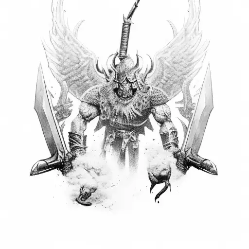 Design a black-grey tattoo showcasing an intense Valorant battle scene tattoo design idea