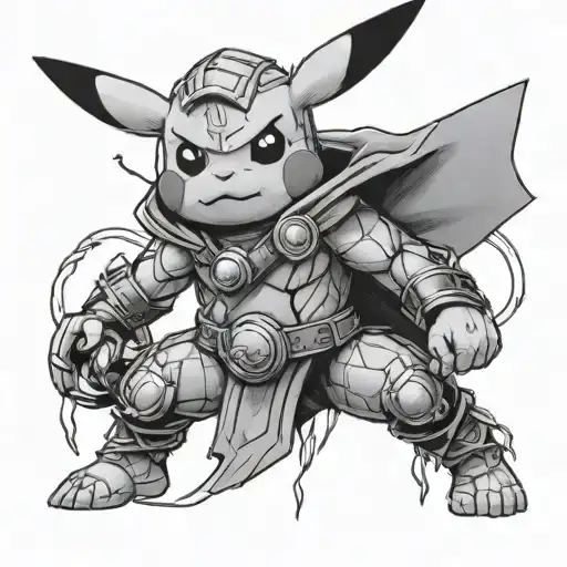 pikachu thor tattoo design idea