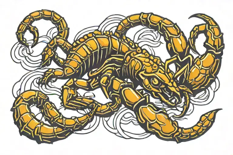 scorpion intertwined tattoo design idea