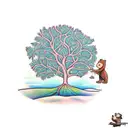 the giving tree that looks more tropical dropping a banana to a bear tattoo design idea