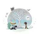 the giving tree that looks more tropical dropping a banana to a bear tattoo design idea