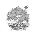 the giving tree that looks more tropical dropping a banana to a bear tattoo design idea