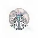 a tree using it's branches to hug a bear tattoo design idea